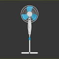 White And Blue Standing Electric Fan With Adjustable Height And Stable Base
