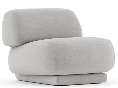 Modern Minimalist Single Sofa With Light Gray Fabric And Rounded Comfortable Design For Living Room 3d model