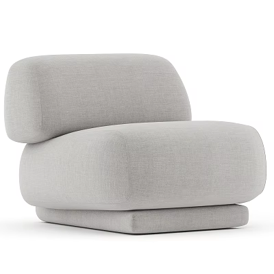 Modern Minimalist Single Sofa With Light Gray Fabric And Rounded Comfortable Design For Living Room 3d model