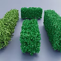 Neatly Trimmed Green Shrubs With Various Shapes Against Gray Background
