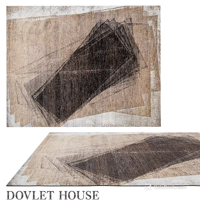 Square Rug With Geometric Pattern In Neutral Tones For Modern Living Room 3d model 