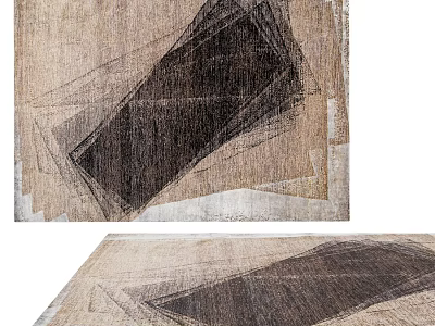 Square Rug With Geometric Pattern In Neutral Tones For Modern Living Room 3d model