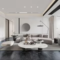 Modern Living Dining Room Interior With Sofa Coffee Table And Decorative Mirror