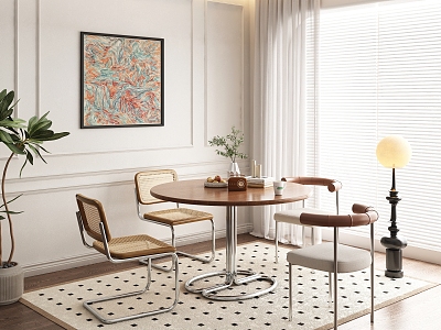 modern dining table and chair combination cream model