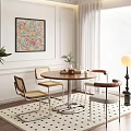 modern dining table and chair combination cream 3d model