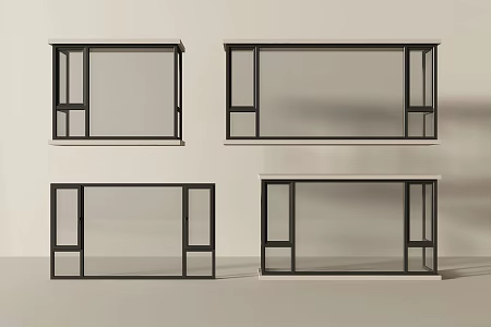 modern windows bay windows casement windows floor-to-ceiling windows balcony windows 3d model