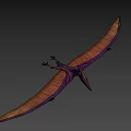 3D Pterosaur Model With Purple Brown Wings Long Beak And Prominent Eyes