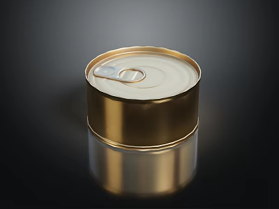 Golden Metal Canned Food Container With Sealed Lid For Preserved Food 3d model