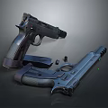Tactical Weapons Display Featuring Pistol Long Gun Green Laser Sight Magazines And Bullets