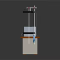 Laboratory Equipment Setup With White Control Box And Metal Arm On Wooden Table