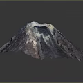 3D Mountainous Terrain Model With Textured Surface And Blue Purple Color Gradients