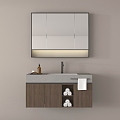 Modern Light Luxury Bathroom Cabinet Hanging Mirror Cabinet Bathroom Cabinet Combination Bathroom Decoration Combination 3d model