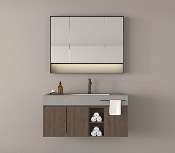 Modern Light Luxury Bathroom Cabinet Hanging Mirror Cabinet Bathroom Cabinet Combination Bathroom Decoration Combination 3d model