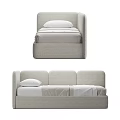 Upholstered Children's Bed with Padded Headboard Neutral Color Modern Design for Kids' Room