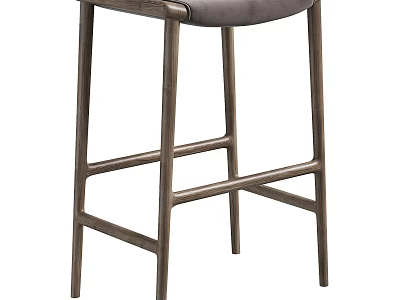 Modern Bar Stool With Metal Frame And Gray Upholstered Seat Design 3d model