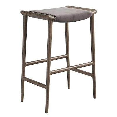 Modern Bar Stool With Metal Frame And Gray Upholstered Seat Design 3d model