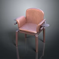 Modern Brown Leather Leisure Chair With Armrests And Sturdy Wooden Legs
