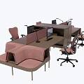Modern Office Desk Setup With Ergonomic Chairs Computer Monitors And Sofa Seats 3d model