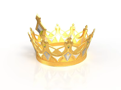 Elegant Golden Decorative Crown Ornament With Intricate Design And Shiny Surface 3d model