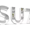 3D SU7 Letters With Internal Shelves Featuring Decorative Plants And Books