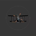 Vintage Blue And Orange Biplane Featuring Twin Propellers And Small Wheels For Aerospace Enthusiasts