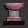 Pink Stone Bowl Container With Square Pedestal Base And Smooth Surface