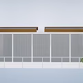 Outdoor Retractable Awnings With Brown Fabric Metal Frames Above White Wall Windows Near Green Plants