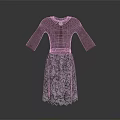 Elegant Brown Top Dress With Three Quarter Sleeves Decorative Neckline And Lace Patterned Skirt