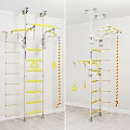 Indoor Playground Equipment With Yellow Ladder Rings Ropes And Metal Frame For Kids Climbing
