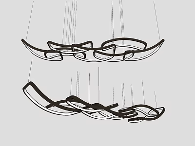 Modern Stylish Chandeliers With Curved Flowing Design And Hanging Structure 3d model