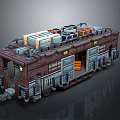 Vintage Mechanical Carriage with Metal Structure Crates and Lights