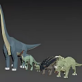 Low Poly 3D Reptile Dinosaur Models With Various Sizes Group