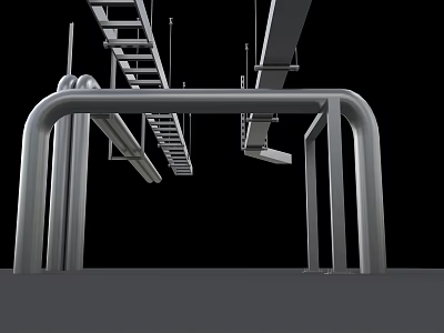 Industrial Equipment Metal Framework Structure With Pipes Ladder And Support Components 3d model