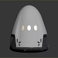 Egg Shaped White Pet House with Wooden Windows Gray Base And Decorative Holes