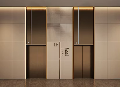 modern elevator hall 3d model