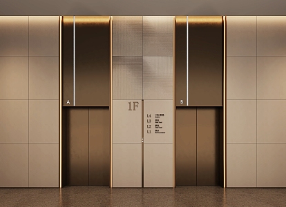 modern elevator hall 3d model