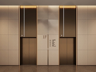 modern elevator hall 3d model