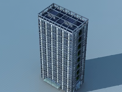 Modern High Rise Office Building With Glass Curtain Wall And Steel Frame Exterior Design 3d model