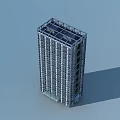 Modern High Rise Office Building With Glass Curtain Wall And Steel Frame Exterior Design