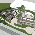 Modern Luxury Villa Exterior With Landscaped Courtyard Swimming Pool And Aerial View