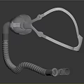 Protective Face Mask With White Headband Gray Body And Blue Filter Tube