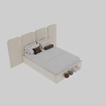 Double Bed With Upholstered Headboard Brown And White Design White Sheets And Pillows