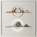 Modern Two Tier Circular Wall Decor with Mountain Shaped Shelf and LED Lighting 3d model