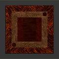 Red Wooden Square Stool With Carved Legs And Decorative Top Pattern Design
