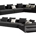 Modern L Shaped Sectional Sofa With Multiple Cushions And Sleek Design 3d model