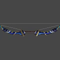 Blue Decorative Longbow With Gold Accents White String And Traditional Design