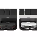Smart Robotic Vacuum Cleaners With Docking Stations And Black White Design 3d model