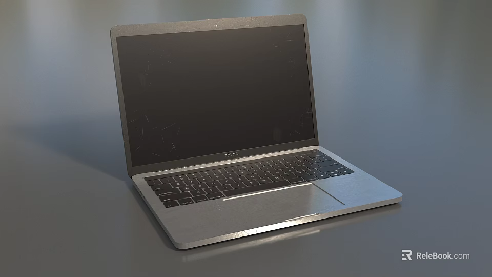 Modern Silver Open Laptop With Black Screen And Sleek Keyboard Design 3d model