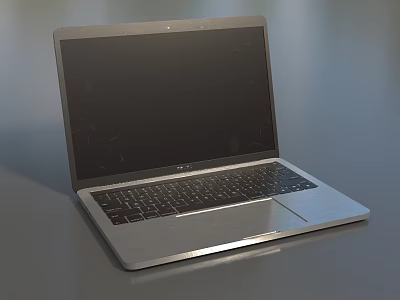 Modern Silver Open Laptop With Black Screen And Sleek Keyboard Design 3d model