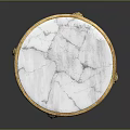 Elegant Round Side Table With White Marble Top And Golden Carved Base